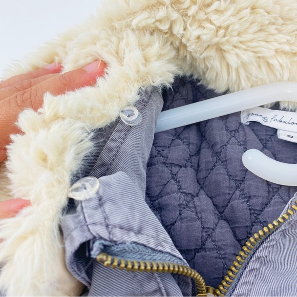 Young, Fabulous And Broke Cropped Bomber Jacket Tencel with Fur Collar - Picture 7 of 10